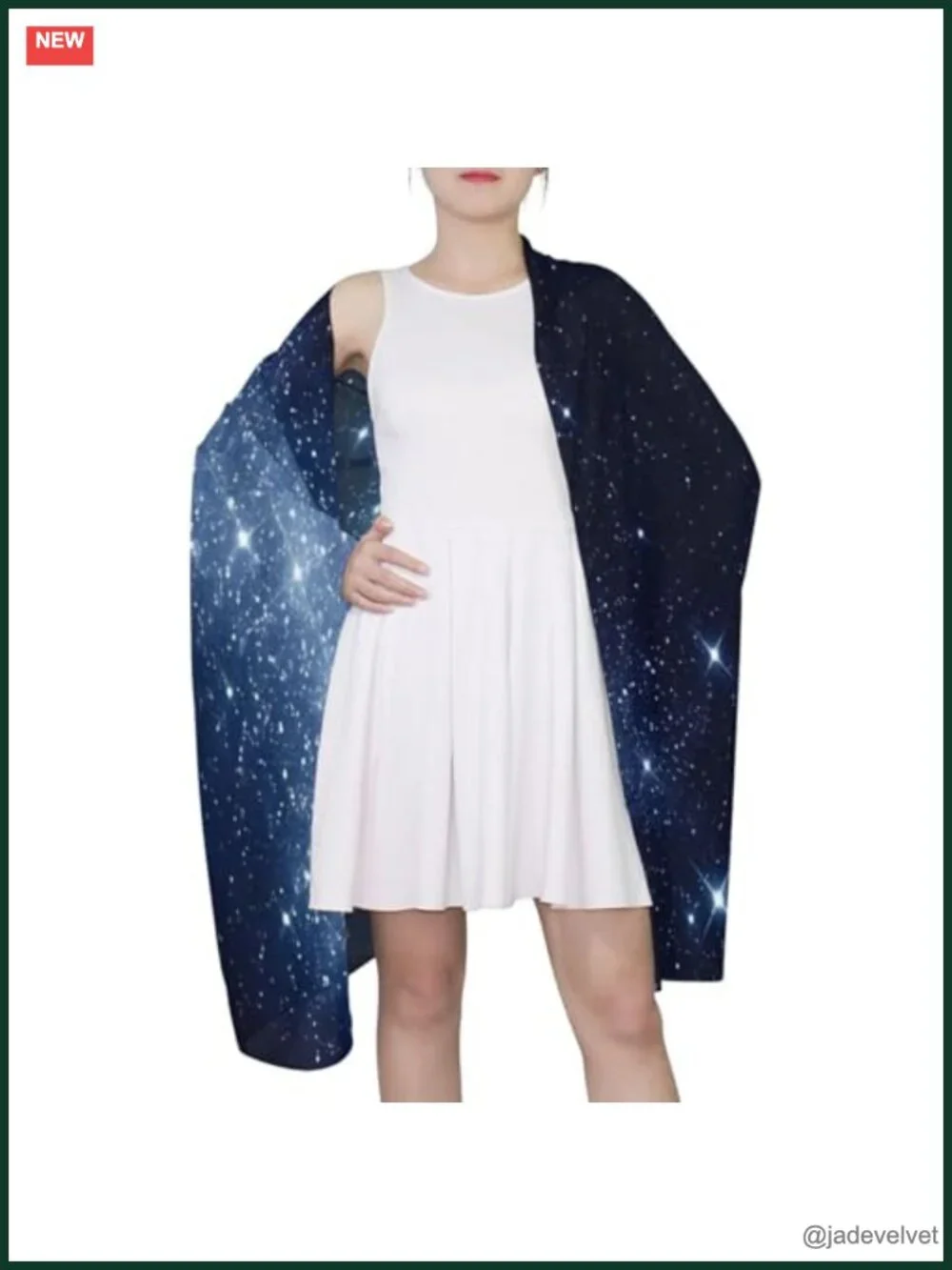 Starry Night Galaxy Print Long Polyester Voile Scarf Wrap Stole